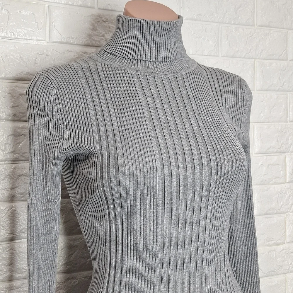 IT'S OUR TIME Grey Ribbed Turtleneck Long Sleeve Sweater